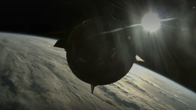 The separation of the Dragon from the second stage of the launch