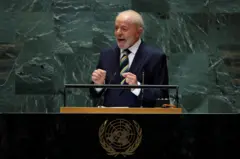 Lula discursa em púlpito da ONU