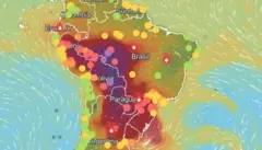 Mapa do Brasil mostrando qualidade do ar