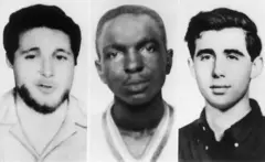 Michael Schwerner (24 anos), James Chaney (21) e Andrew Goodman (20)