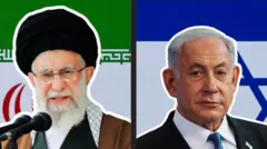 O líder supremo do Irã, Ali Khamenei, e o primeiro-ministro de Israel, Benjamin Netnayahu