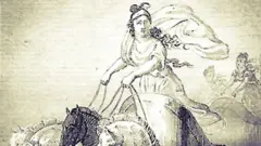 Ilustração de mulher a cavalo