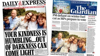 Daily Express and Guardian front pages for 10 September 2024