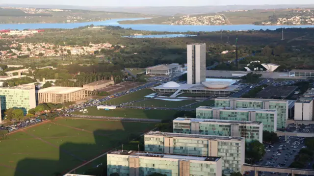 Imagem aérea da Esplanada dos Ministérios, em Brasília