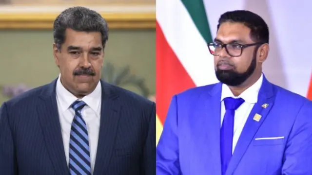 Presidente da Venezuela, Nicolás Maduro, e da Guiana, Irfaan Ali.