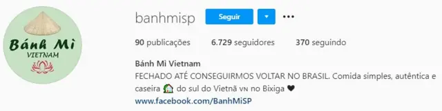 Perfil do Banh Mi no Instagram