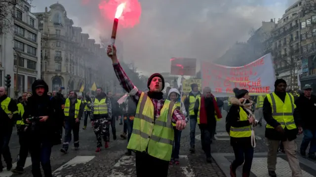 Protesta de los chalecos amarillos.