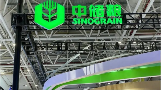 Sinograin booth is pictured during the 2nd China International Digital Products Expo at Fuzhou Strait International Conference and Exhibition Center on July 25, 2022 in Fuzhou, Fujian Province of China