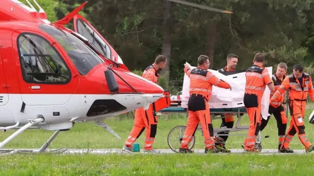 Maca sendo retirada de helicóptero