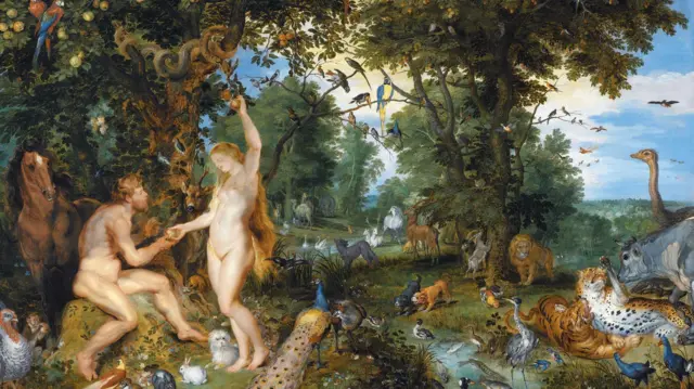 Jardim do Éden, em obra de Jan Brueghel e Peter Paul Rubens, datada de 1616 