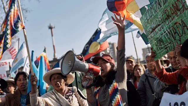 Milagros Lamas em manifestação