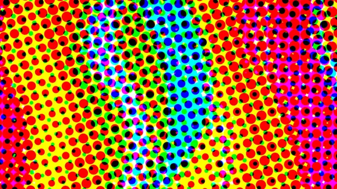 imagem com bolinhas colorida simulando uma viagem psicodélica