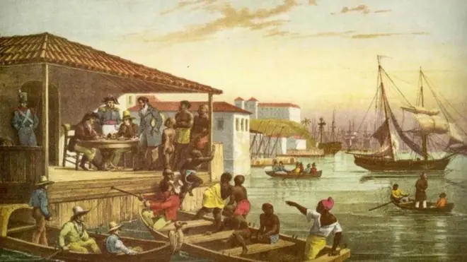 Pintura de Rugendas mostra Cais de Valongo no Rio de Janeiro