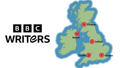 Map of the UK with BBC Writersroom's office locations