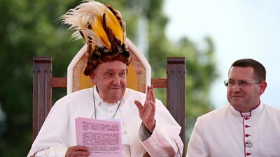 Pope Francis with traditional headwear