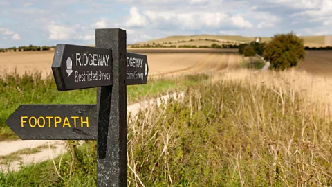 Signpost on the Ridgeway National Trail leading to Uffington (Credit: Alamy)