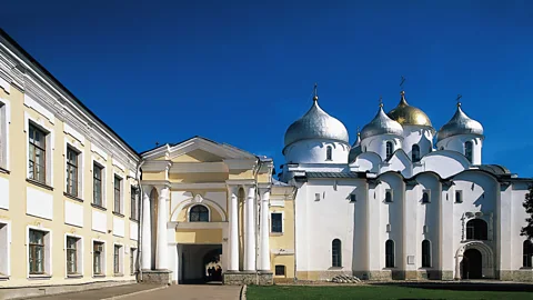 De Agostini/W. Buss/Getty Images The Cathedral of St. Sophia is the oldest church in Russia and one of the first to feature the iconic onion domes (Credit: De Agostini/W. Buss/Getty Images)