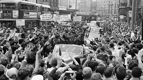 Daily Herald/Getty Images Gagarin's feat ensured that huge crowds greeted everywhere on his world tour (Credit: Daily Herald/Getty Images)