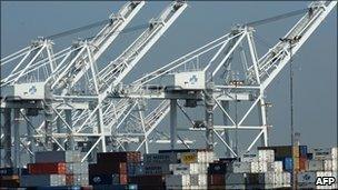 Shipping containers at the Port of Long Beach, California