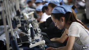 Workers at a factory in China