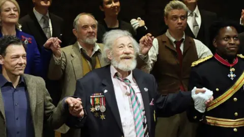 Getty Images Sir Ian McKellen and cast at the curtain call