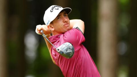 Tom McKibbin hits a drive during the ISPS Handa Championship in Japan in April 