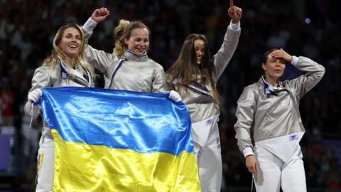 Ukraine team celebrate