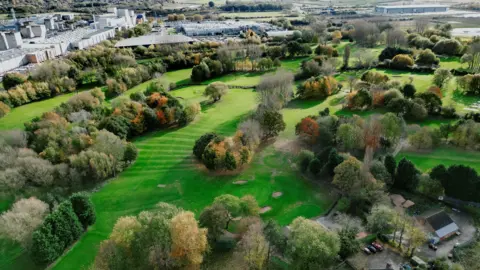 Aerial view of a golf course