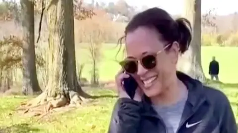 Kamala Harris phoning Joe Biden in 2020 to tell him 'We did it Joe!'