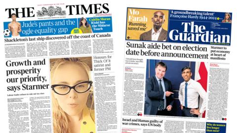 The Times and the Guardian front pages