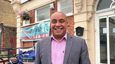 The MP for Southend West and Leigh, David Burton-Sampson, outside Leigh Community Centre