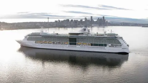 Large cruise ship in a bay