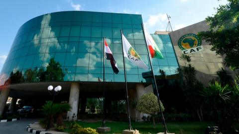 The exterior of the headquarters of the Confederation of African Football in Cairo, Egypt