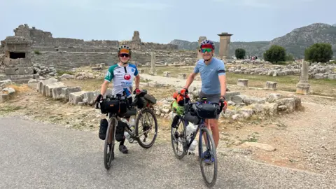 Geoff Sherwood The cyclists at ancient Xanthos, Turkey