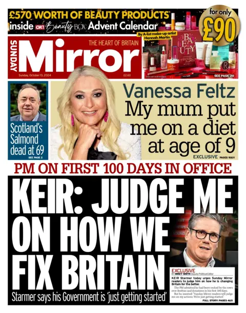 The Sunday Mirror's headline reads: "Keir: judge me on how we fix Britain". 