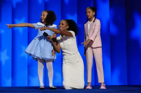 Kerry Washington, and Democratic presidential nominee and U.S. Vice President Kamala Harris' great-nieces, Amara and Leela