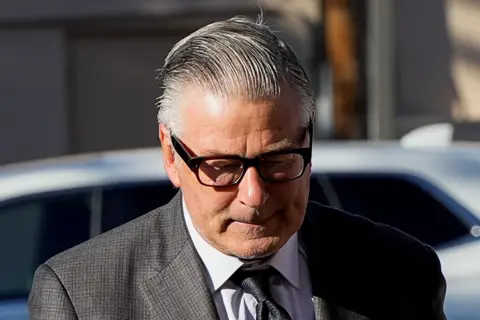 Actor Alec Baldwin arrives at a New Mexico courthouse for his manslaughter trial in the Rust shooting