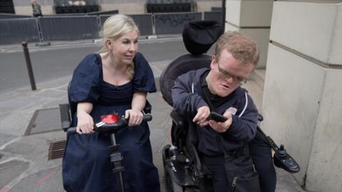 Nikki Fox and Nicolas Caffin on the streets of Paris