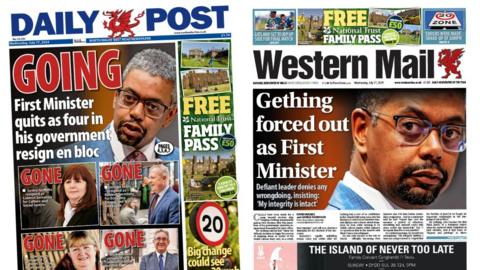 Front pages of the Daily Post and Western Mail 