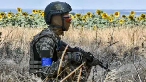 An armed Ukrainian soldier