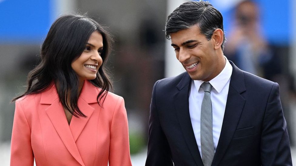 Akshata Murty with her husband, former Prime Minister Rishi Sunak at the Tory party conference in October 2023