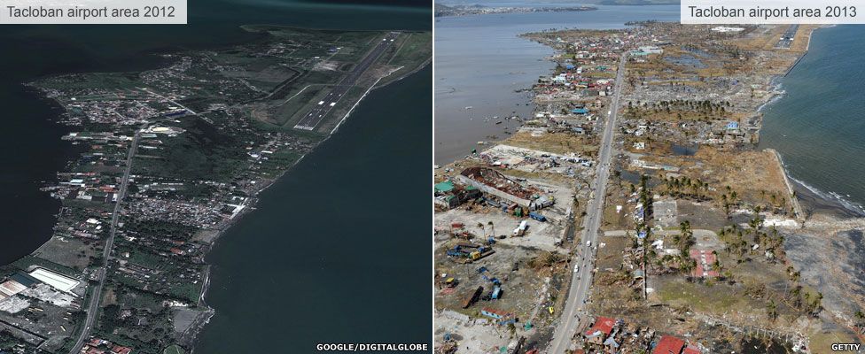 Before and after - Airport area in Tacloban