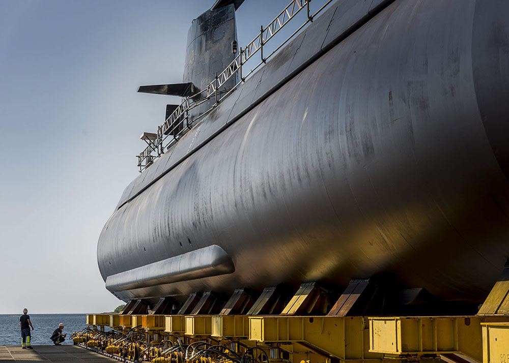 HMS Uppland submarine on land