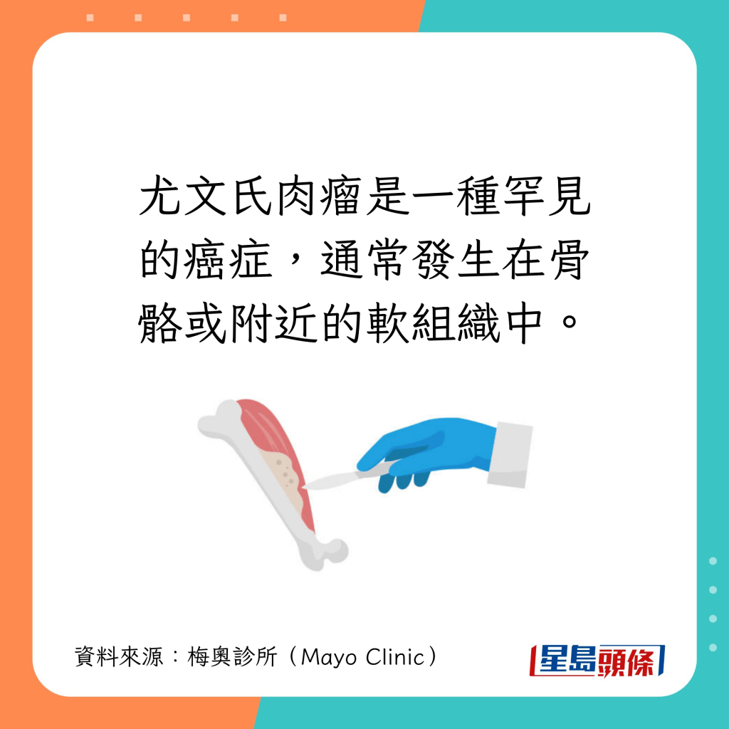 屬罕見癌症，常發生在骨骼或附近的軟組織中。