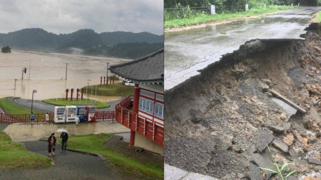 多處水浸，道路遭洪水沖斷。網上圖片