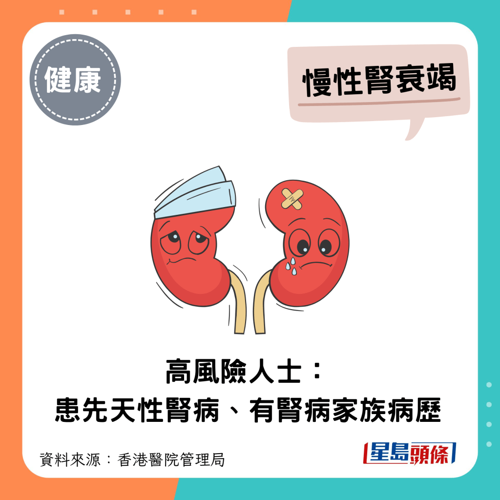 慢性腎衰竭高危一族：患先天性腎病、有腎病家族病歷人士