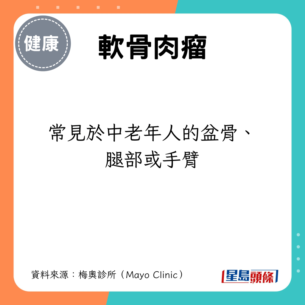 常見於中老年人的盆骨、腿部或手臂