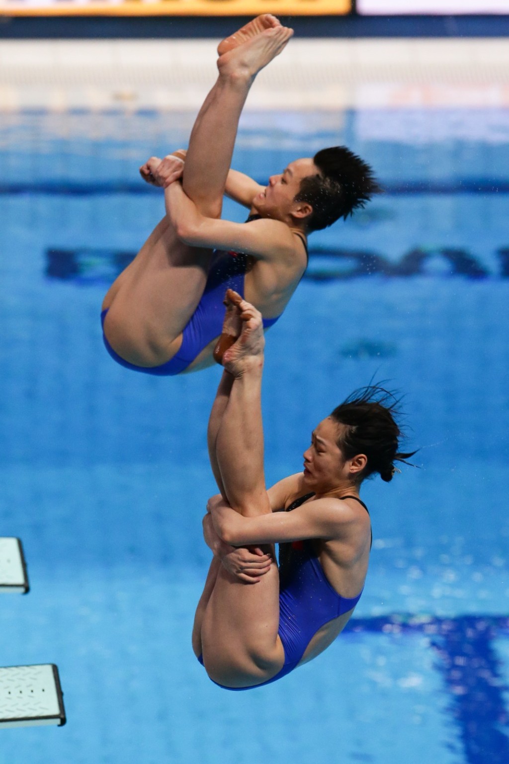 新生代組合陳藝文（上）與昌雅妮出戰女子雙人3米板。