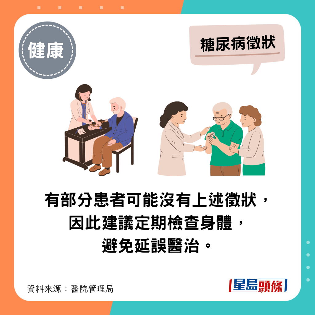 有部分患者可能沒有上述徵狀，因此建議定期檢查身體，避免延誤醫治。