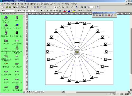 ���1 Visio 2000 Enterprise Edition��AutoDiscovery�@�\���g���āA�l�b�g���[�N�\���������I�ɍ쐬�����Ƃ���i��ʂ��N���b�N����Ɗg��\�����܂��j